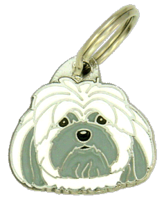 LHASSA APSO BLANC GRIS <br> (Médaille chien, gravure gratuite)